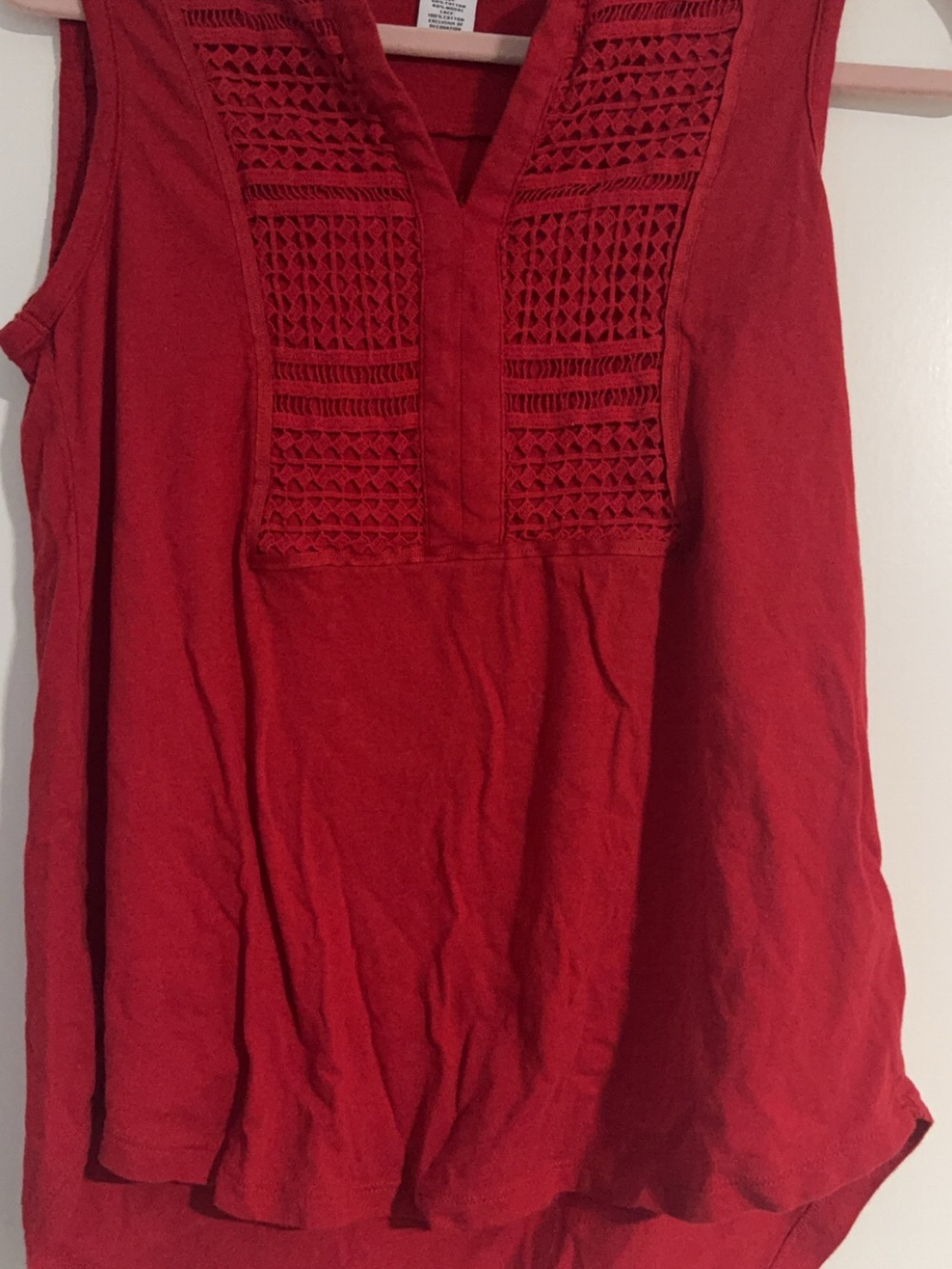 Liz Claiborne Red Crochet-Panel Sleeveless Camisole